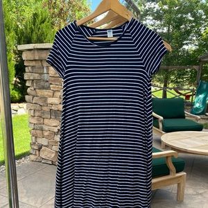 Black and white striped cotton dress